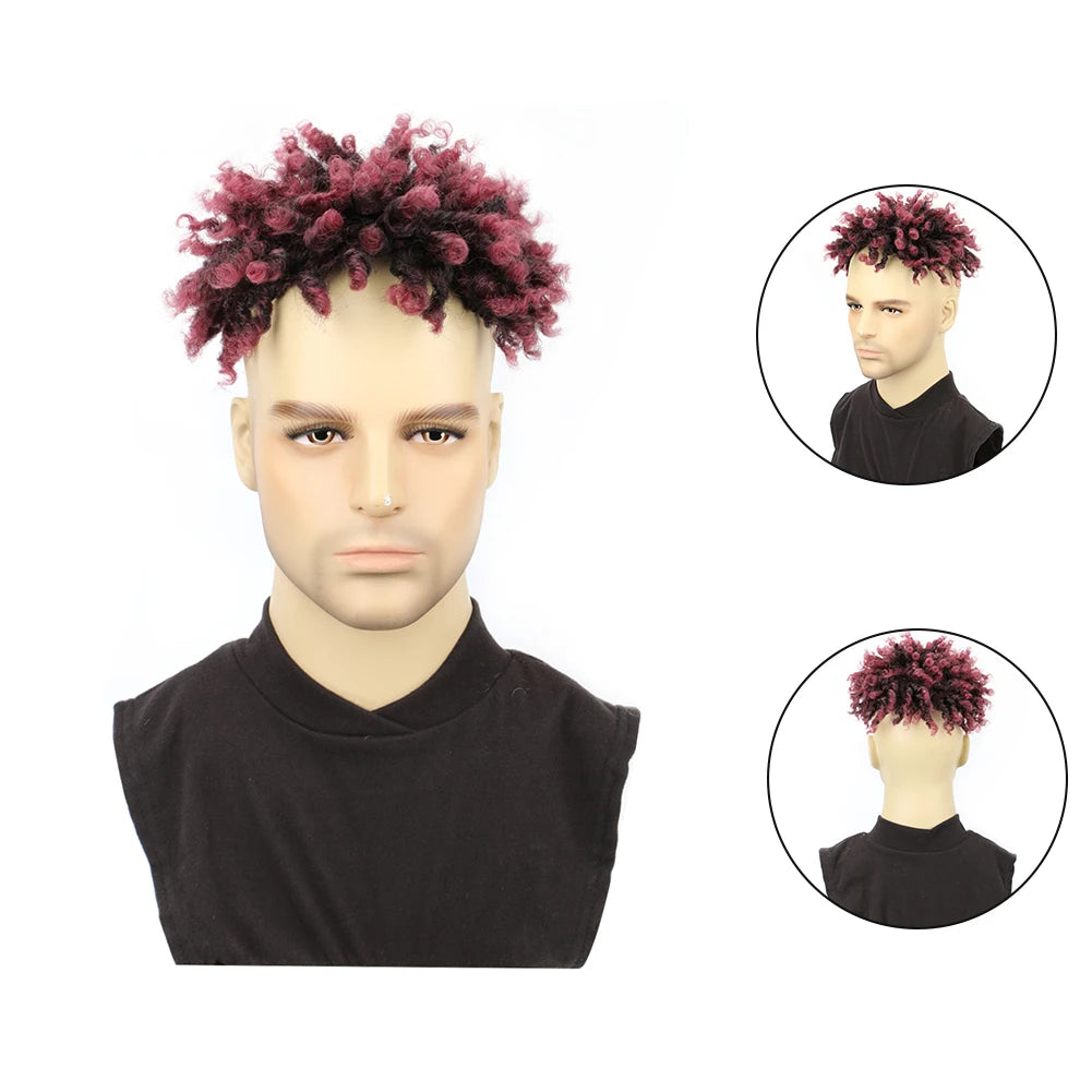 Saisity Synthetic Short Dreadlocks Hair Medium Wigs Topper Natural for African Men in Daily Life