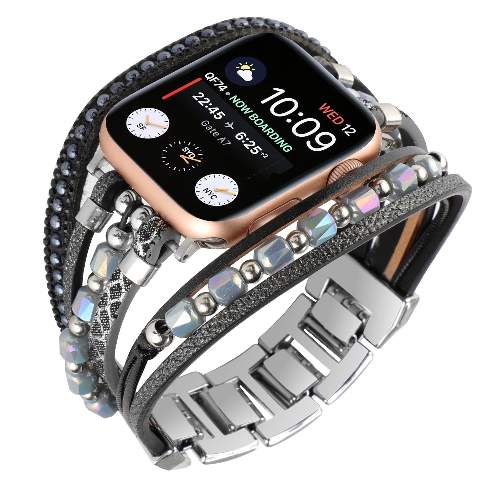 Metal Strap For Apple Watch Band Series876 SE54Ultra Women Jewelry Bracelet Chain IWatch 49mm 45mm 41mm 40mm 38 44mm Peal Wrist
