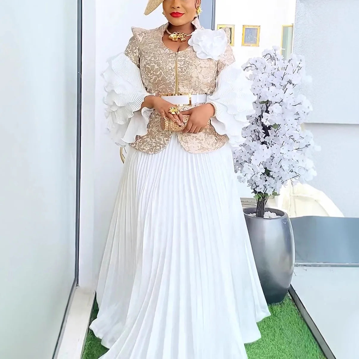 Luxury African Clothes for Women 2 PCS Sets New Tops And Skirts Suits Dashiki Ankara Turkey Outfits Gowns Wedding Wholesale