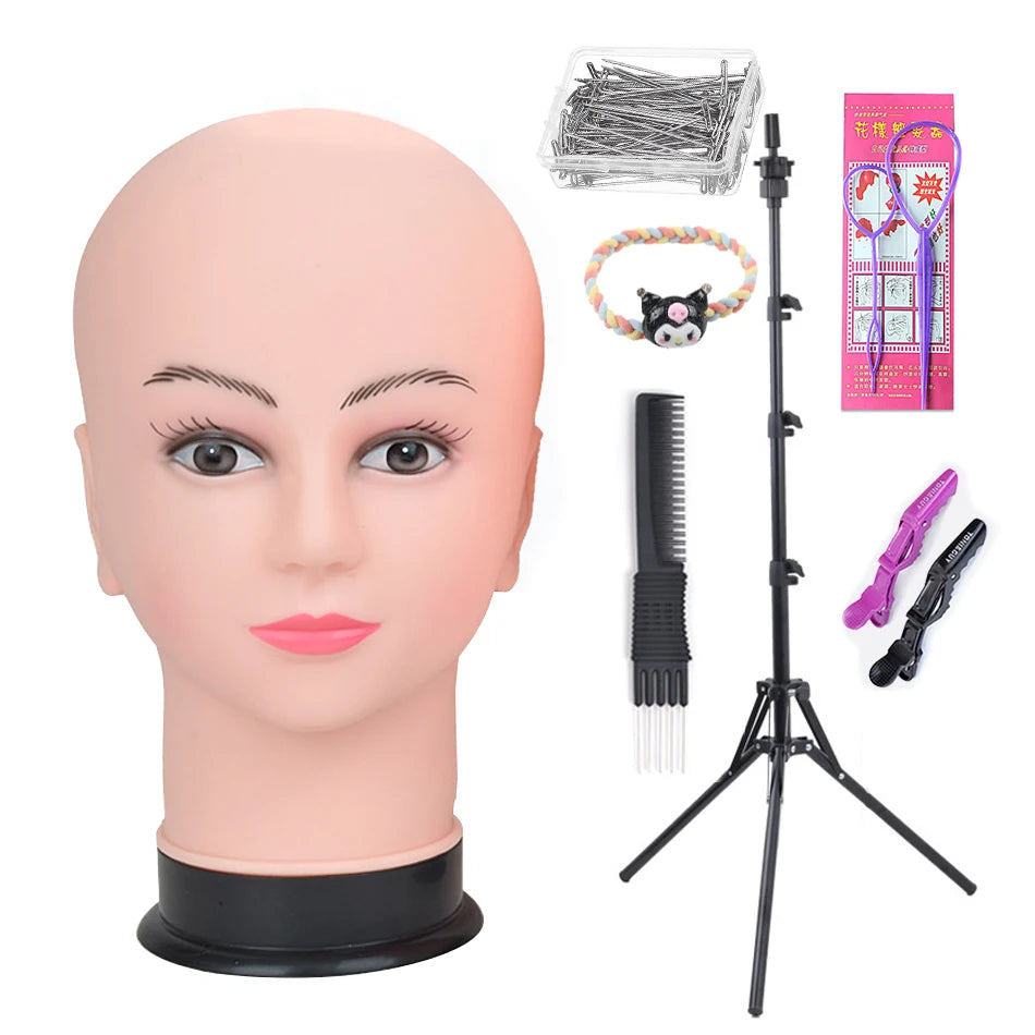 Mannequin Head With Tripod For Making Wig Hat Glasses Mask Display Cosmetology Manikin Head For Makeup Practice Wig Install Kit