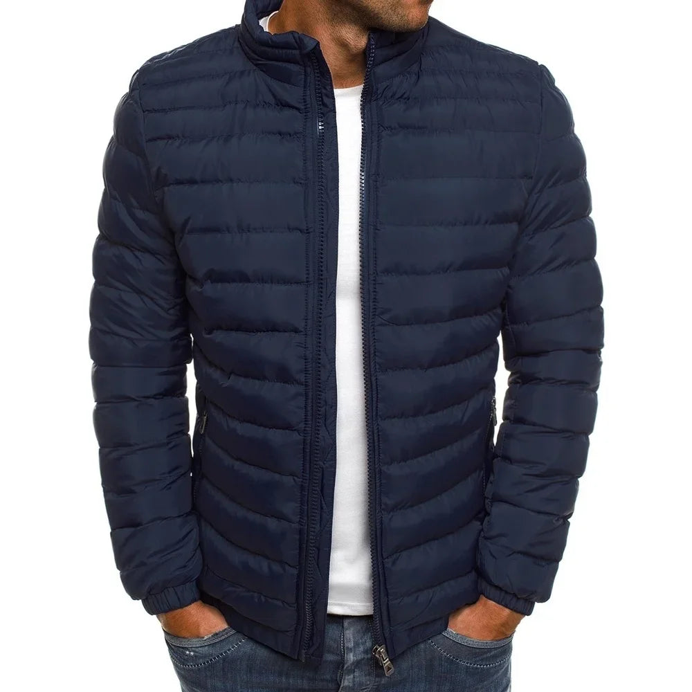  Chaqueta de algodón para hombre, cálida, informal, de invierno, gruesa, con cuello levantado, cortavientos, acolchada de algodón, para hombre, prendas de abrigo, M-3XL
