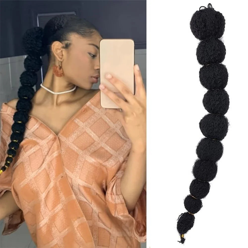 Queue de cheval bouclée afro en extension pour femmes noires, 18/24 pouces de long, bulle lanterne, à cordon de serrage, fausse couette, postiche synthétique