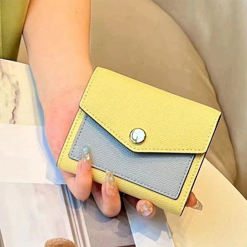Cartera corta de lujo de diseñador para mujer, de cuero genuino, monedero de marca de moda con iniciales personalizadas, tarjetero de piel de vaca para señora