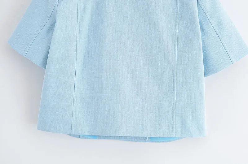 HipSeam High Waisted Pants Sets Women Summer Short Sleeve Double Breasted Blazer Pocket Trousers Women Outfit