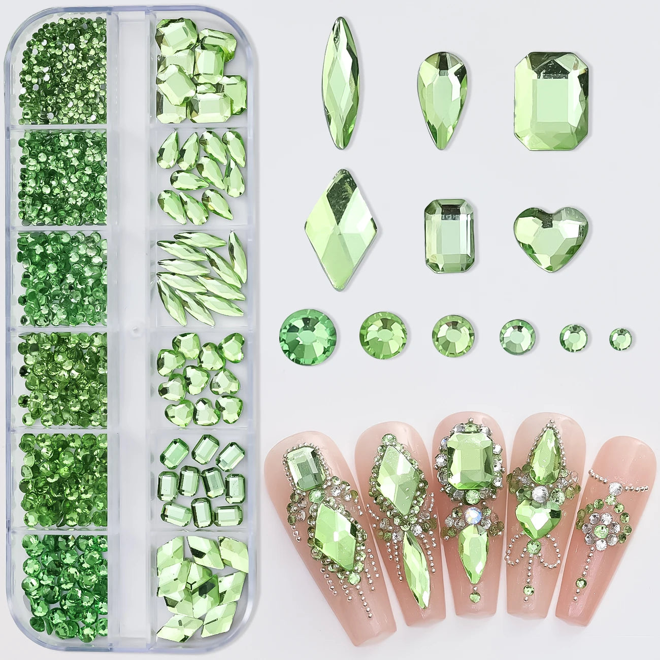 180 Uds. diamantes de imitación de cristal AB de espalda plana, gemas de diamantes de formas múltiples, piedras de cristal azul púrpura para decoración de uñas DIY