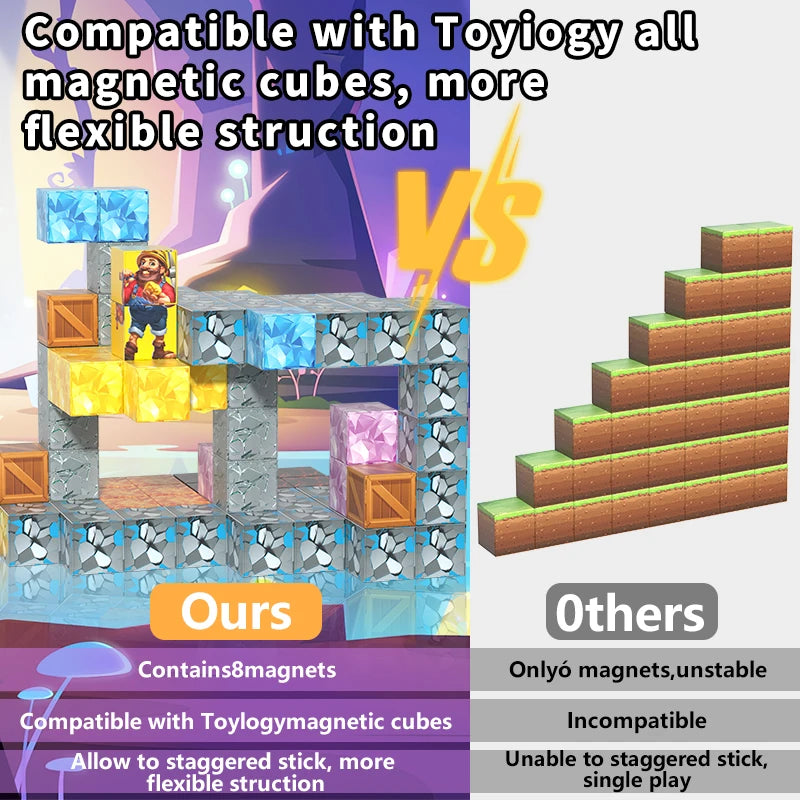 Magnetic building blocks DIY space toys, birthday gifts for boys and girls over 3 years old, easy to assemble and safe design