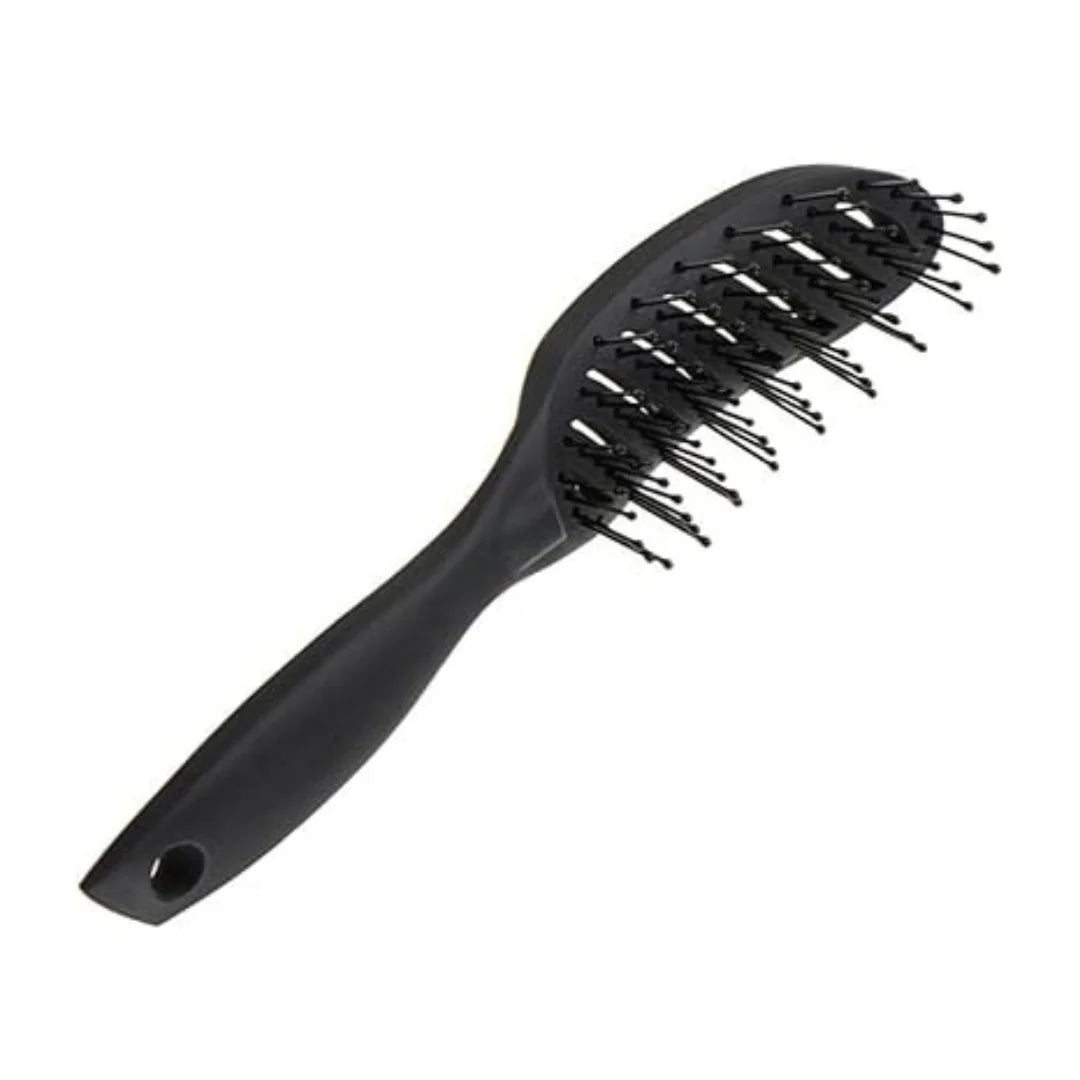 Vented Detangling Hair Brush - Curved Black Paddle Brush with Ball-Tip Bristles, Anti-Static for Wet/Dry Hair, Blow Drying