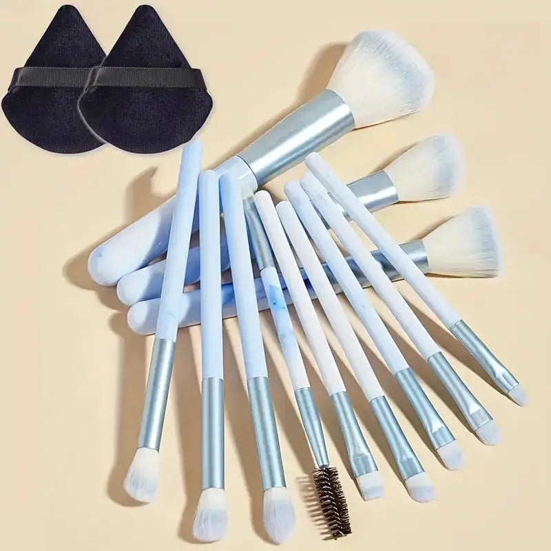Juego de 12 brochas de maquillaje ultrasuaves, herramientas de maquillaje en polvo para principiantes, brocha para rubor puntiaguda, brocha para corrector, brocha delineadora de ojos tipo cuchillo