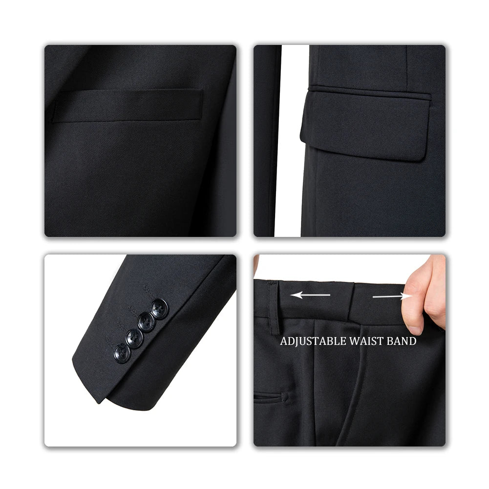 Men's 2-Piece Suits Classic Fit 2 Button Office Dress Suit Jacket Blazer and Pants