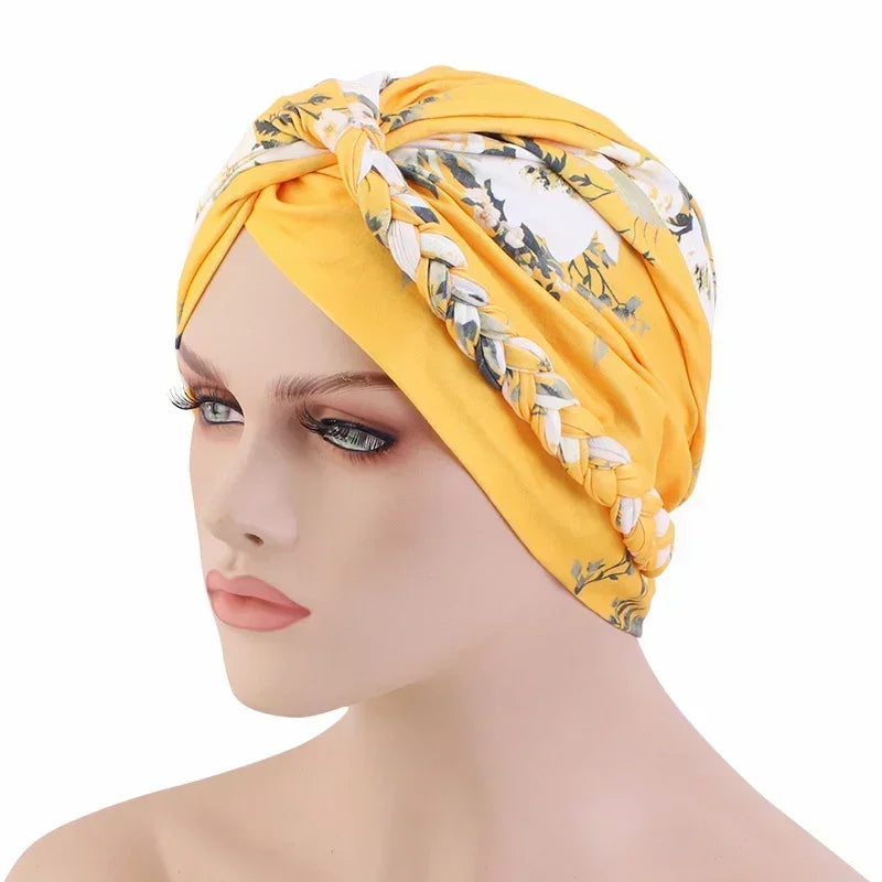 Sombrero turbante indio nuevo con nudo y lazo para mujer, hijab musulmán, pañuelo africano para la cabeza, gorro, gorro para pérdida de cabello, gorro de quimioterapia, pañuelos para la cabeza