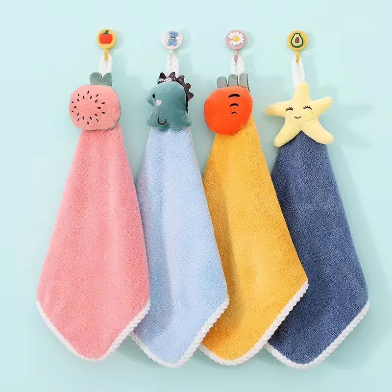 Hand Towel Hanging Cartoon Hand Towel Coral Fleece Thickened Absorbent Handkerchief Gift