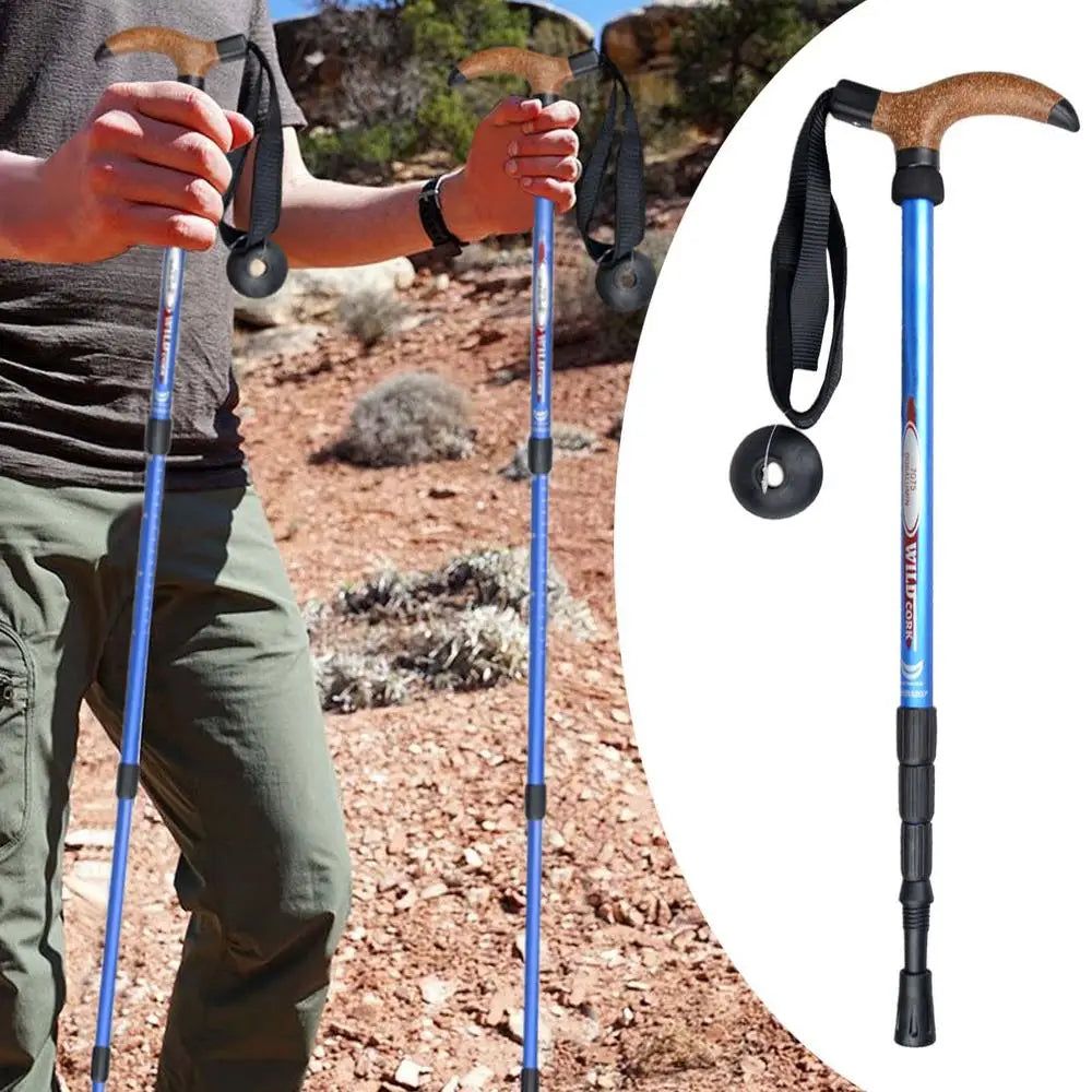 Trekking Poles Hiking Stick Telescopic Mountaineering Gear For Backpacking Mountain Climbing Camping Snowshoeing Skiing