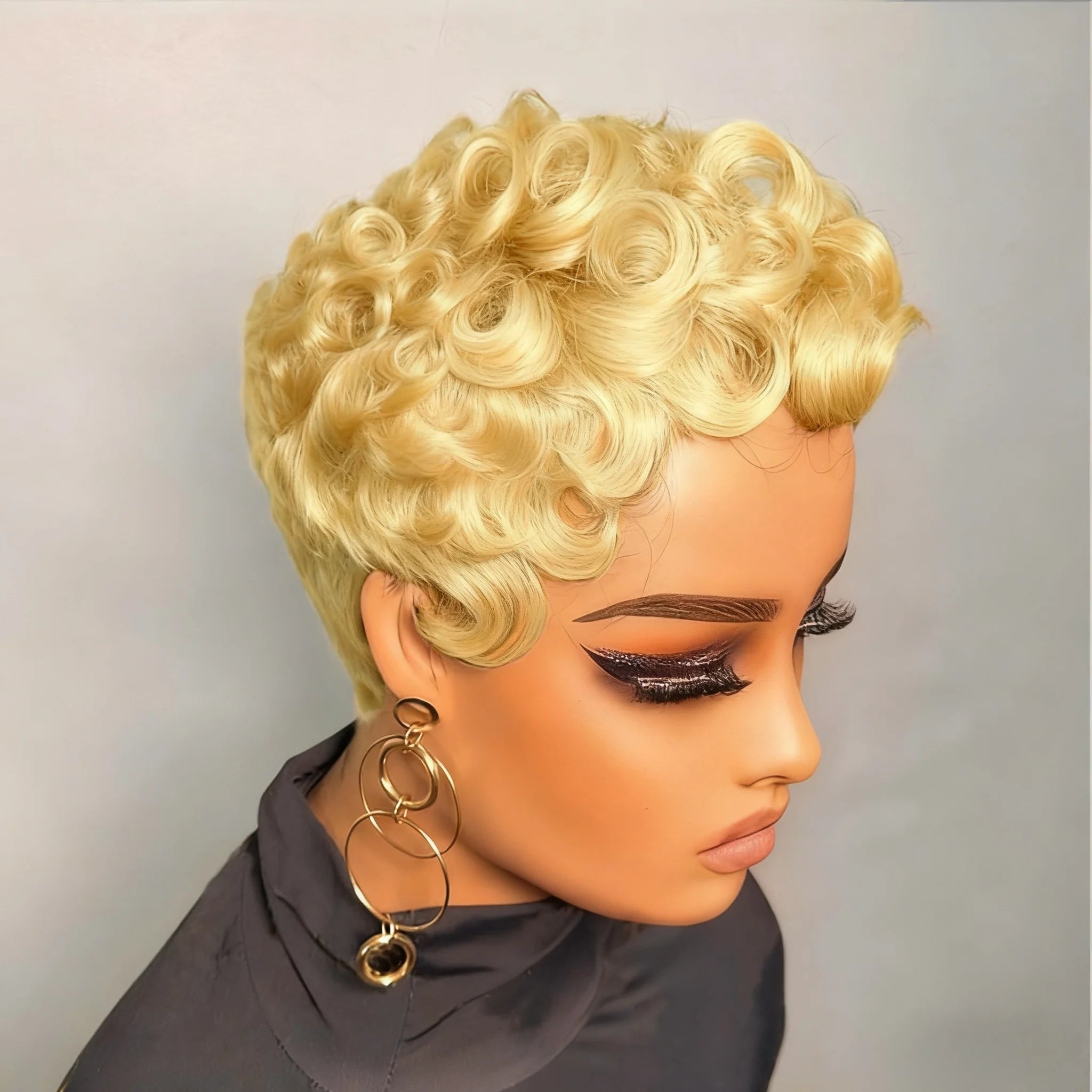 Short Curly Pixie Human Hair Wig