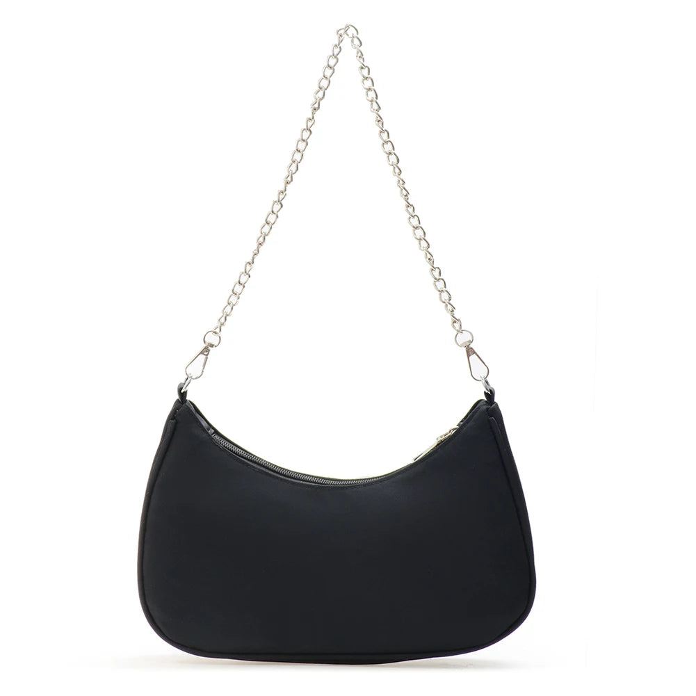 Solid Color Shoulder Purse Women Underarm Bag Ladies Fashion Top-handle Clutches Black Beige White Pink Handbag Pouch