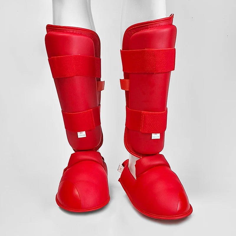 Espínilleras de kárate para adultos y niños, equipo de soporte, espinilleras, rodilleras, protectores de manos, cinturón de cuero, boxeo, artes marciales