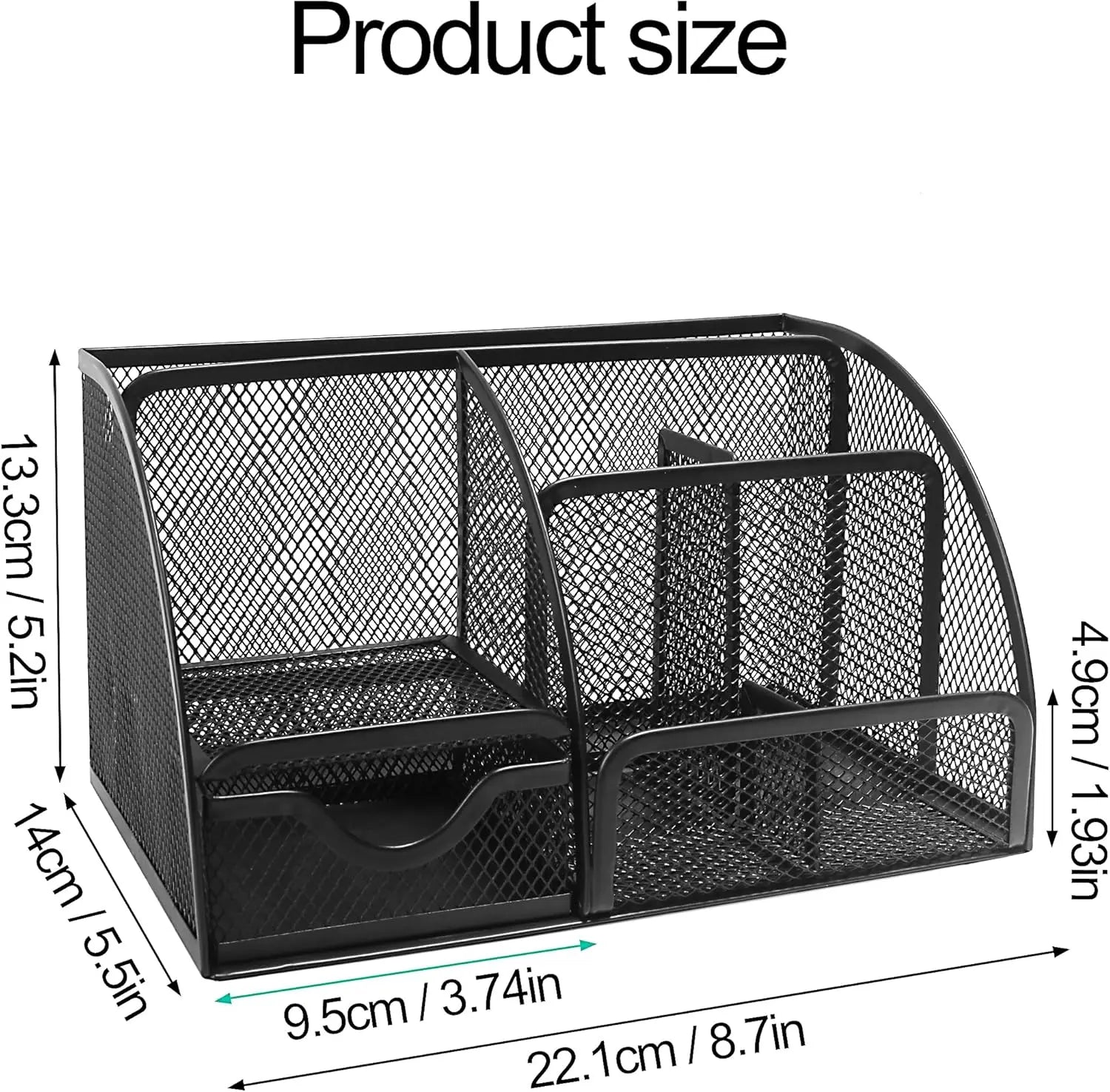 Mesh Pen Holder and Organizer with 7 Compartments and Drawers for Office, Workspace, Business, Home Use