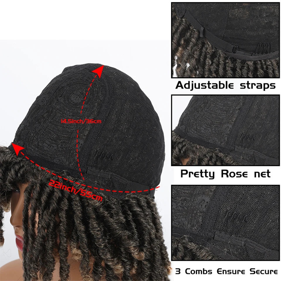 Pelucas de rastas para mujeres, niños y hombres de raza negra, peluca rubia corta rizada, pelucas afro grandes trenzadas, pelucas sintéticas trenzadas retorcidas