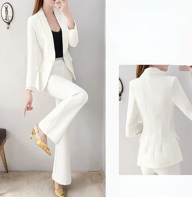 White Trousers Suits Office Blazer and Baggy Professional Women's 2 Pant Set Outfits Two Pieces Sets Pants for Woman Tailor Xxl