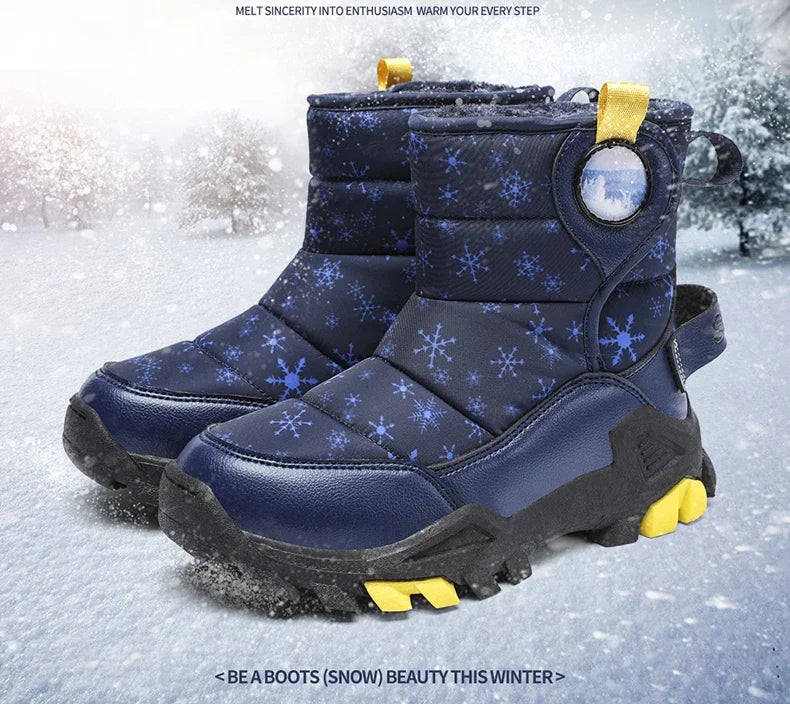 Children Snow Boots Girls Boys Fashion Sneakers Winter Kids Keep Warm Sport Fashion Leather Shoes Outdoor Snow Ankle Boots New