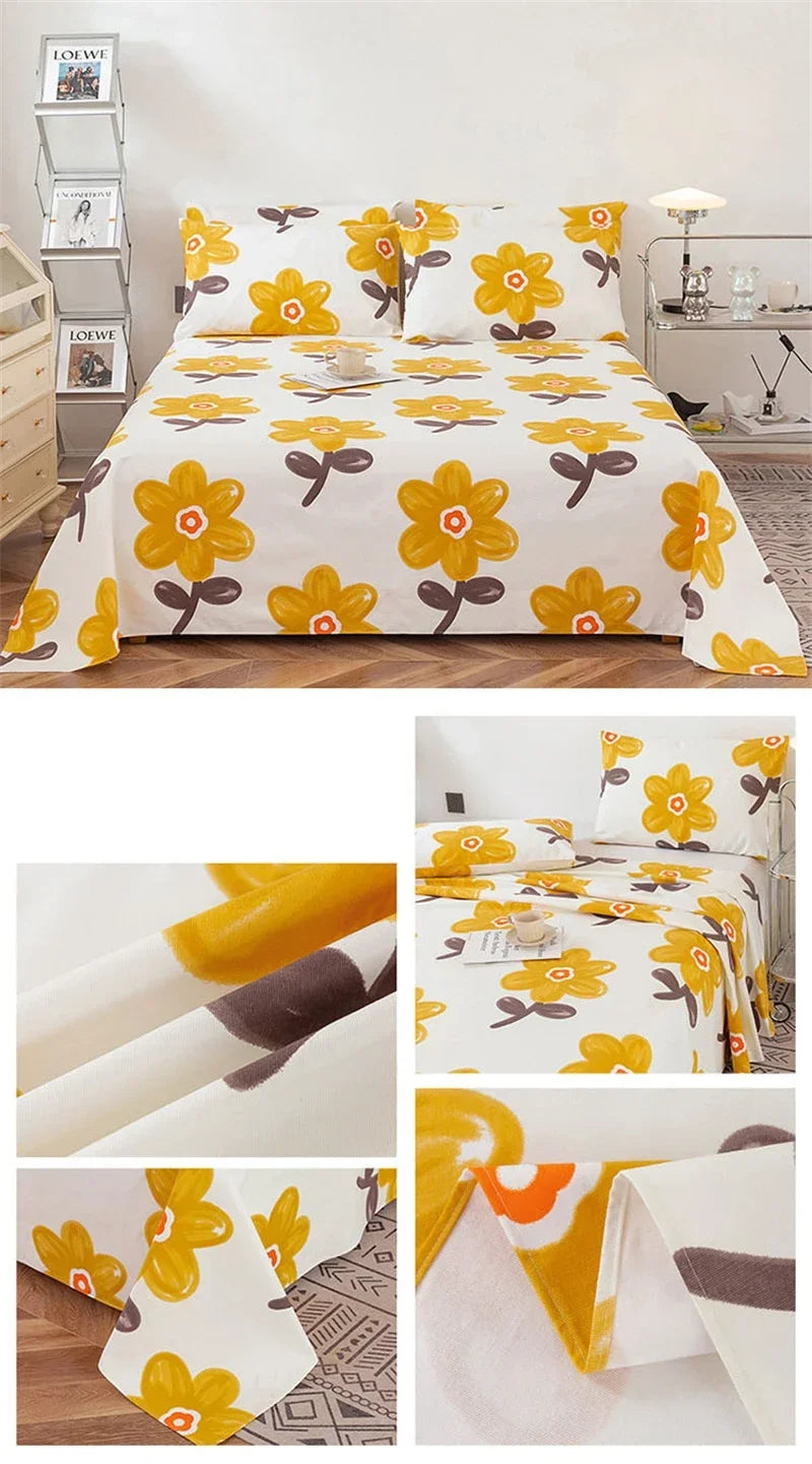 Soft 100% Cotton Coarse Cloth Bed Sheet Thick Sleep Naked Single Double Bedsheet Comfortable Durable Breathable Bed Sheets Queen
