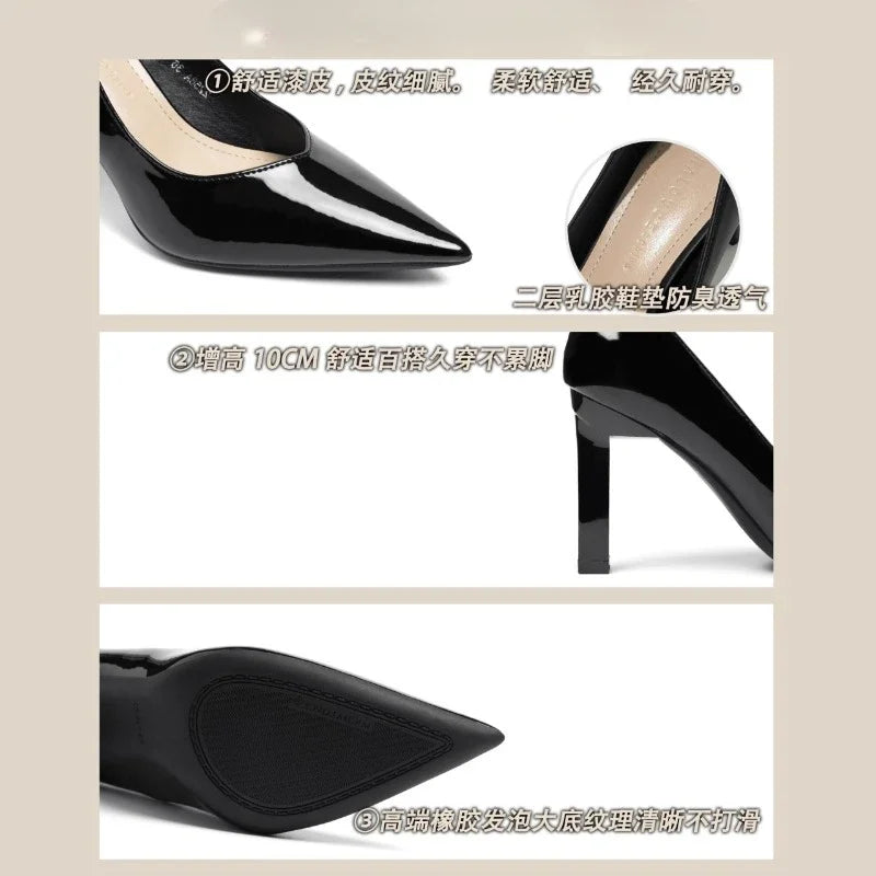 Square Heels Pumps Women Shoes Patent Leather Sexy Wedding Party Official Leisure Super Big Szie
