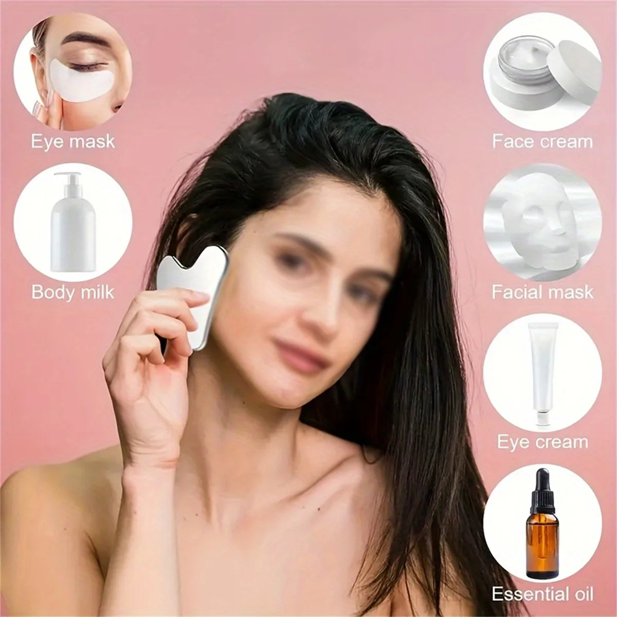 Facial Tool Gua Sha Board Beauty Skin Care Stainless Steel GuaSha Massage Tool Natural Universal Facial Silver Metal