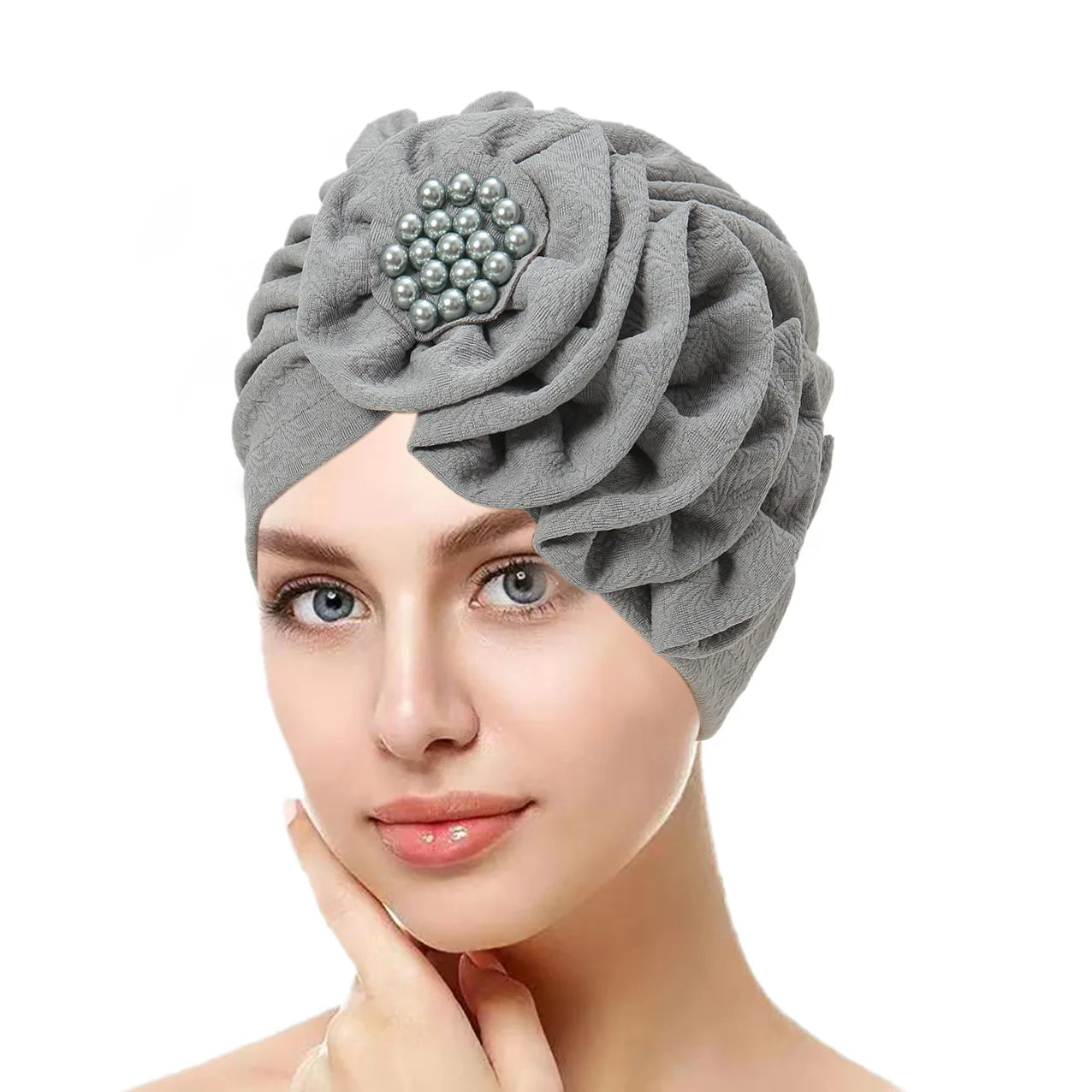Beaded Flower Hijab Cap – Elegant, Modest & Effortlessly Chic