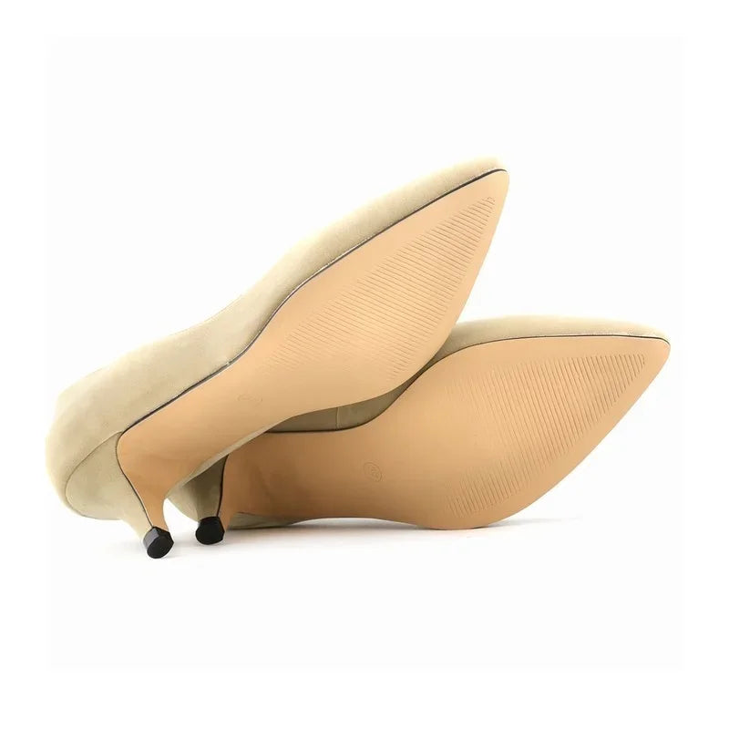 Spring And Autumn Women Shoes High Heels Solid Color Breathable Non Slip Sole Latex Insole Work Wedding Shoe Large Size