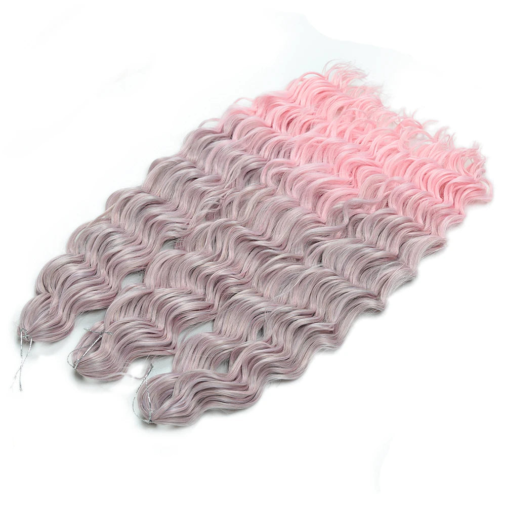 ALIBABY 24Inch Synthetic Loose Deep Wave Braiding Hair Extension Water Wave Crochet Braid Hair for Braids Ombre Blonde Fake Hair