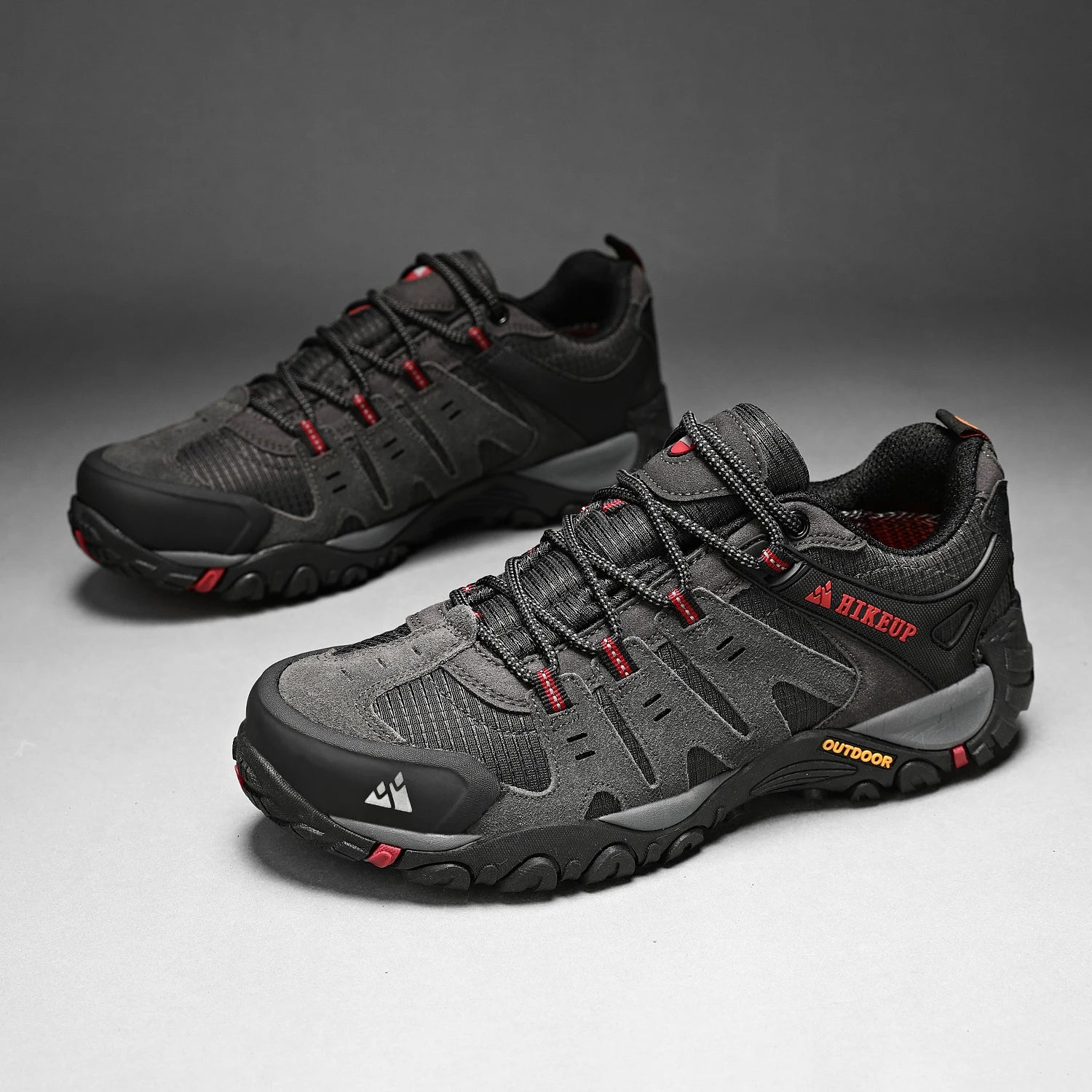 HIKEUP Zapatillas de senderismo para hombre de cuero de ante, calzado de exterior resistente al desgaste, zapatillas tácticas de trekking, senderismo y caza para hombre