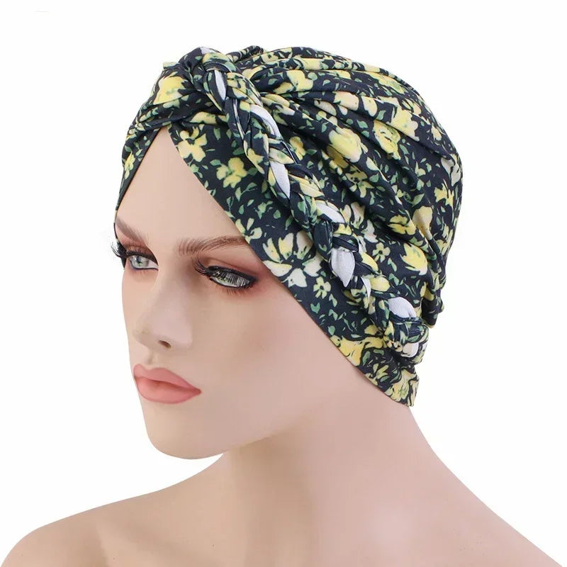 Sombrero turbante indio nuevo con nudo y lazo para mujer, hijab musulmán, pañuelo africano para la cabeza, gorro, gorro para pérdida de cabello, gorro de quimioterapia, pañuelos para la cabeza