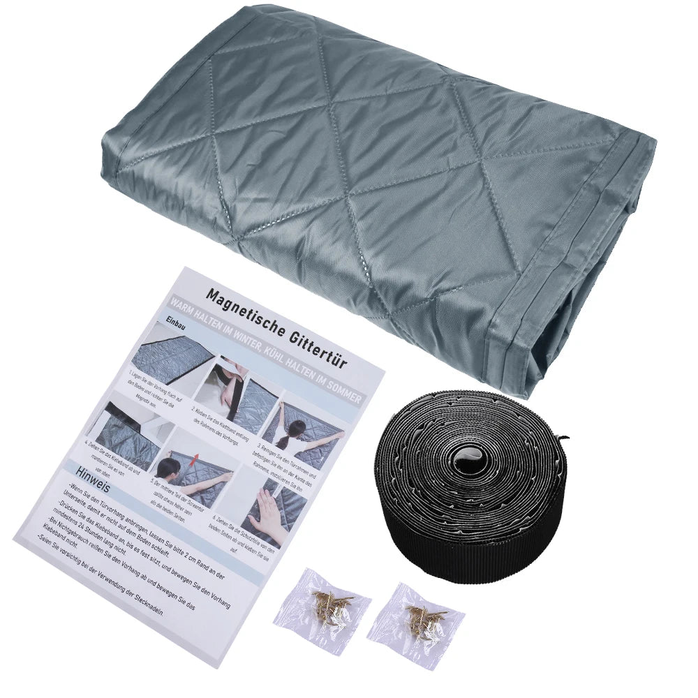 Rideau de porte magnétique isolant thermique, épais, pour chambre à coucher, salon, terrasse, portes coulissantes en verre, hiver