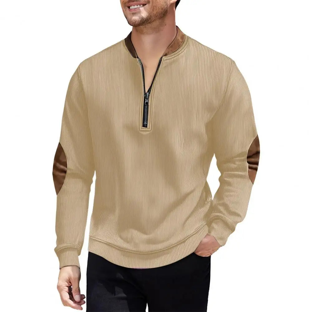 Men Sweatshirt Autumn Half-zip Men's Stand-up Collar Casual Loose Pullover Jacket