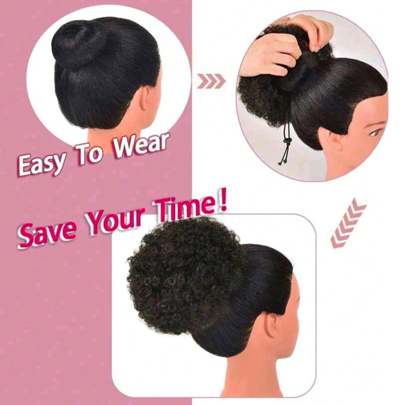 New Short Afro Puff Wig Afro Puff Hairpiece with Drawstring Clip in Ponytail Hair Extension Kinky Puff Real Human Hair