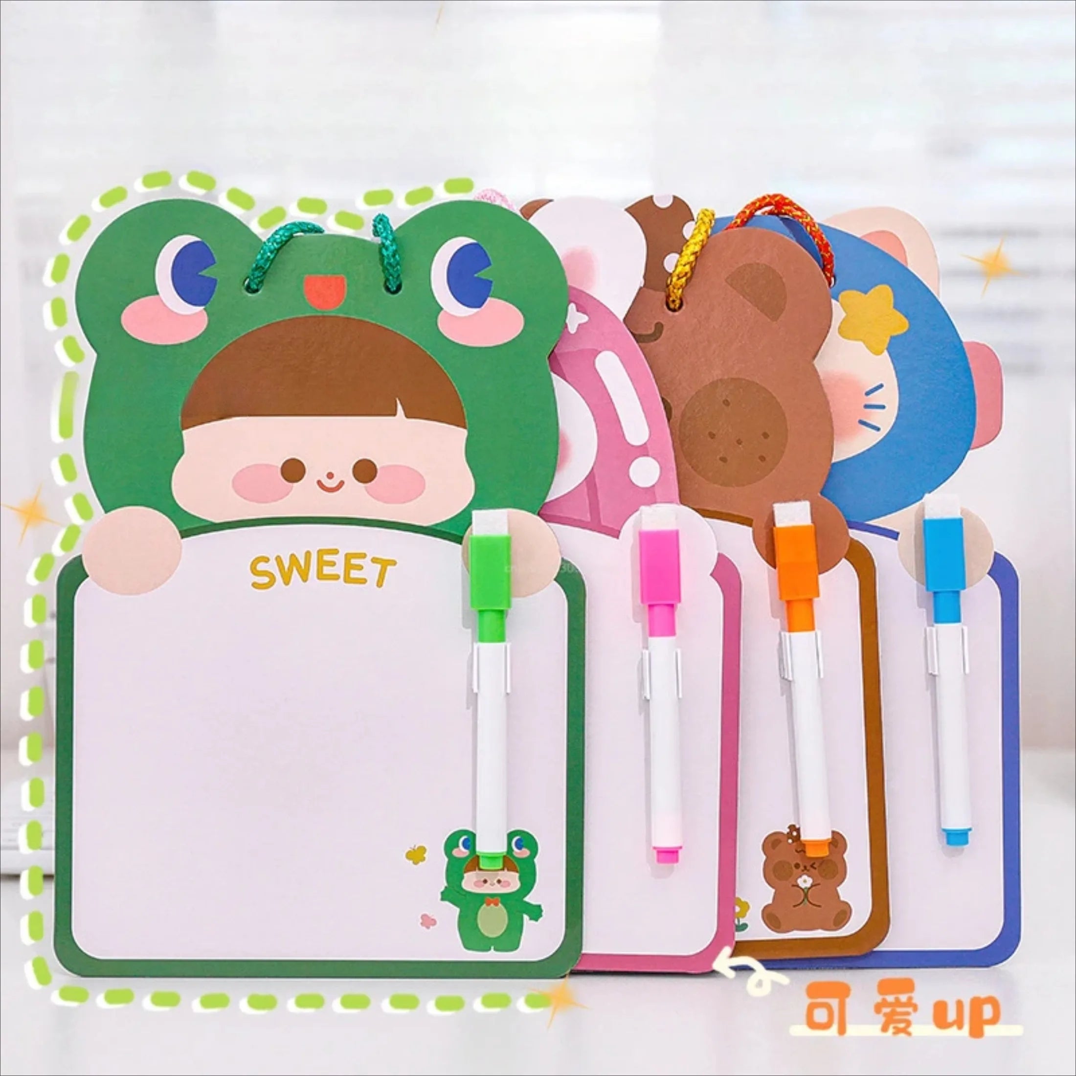 With Pen Cartoon Kids Whiteboard Cardboard Two-sided Cartoon Dry Wipe Cardboard Animal Erasable Double-sided Drawing Board