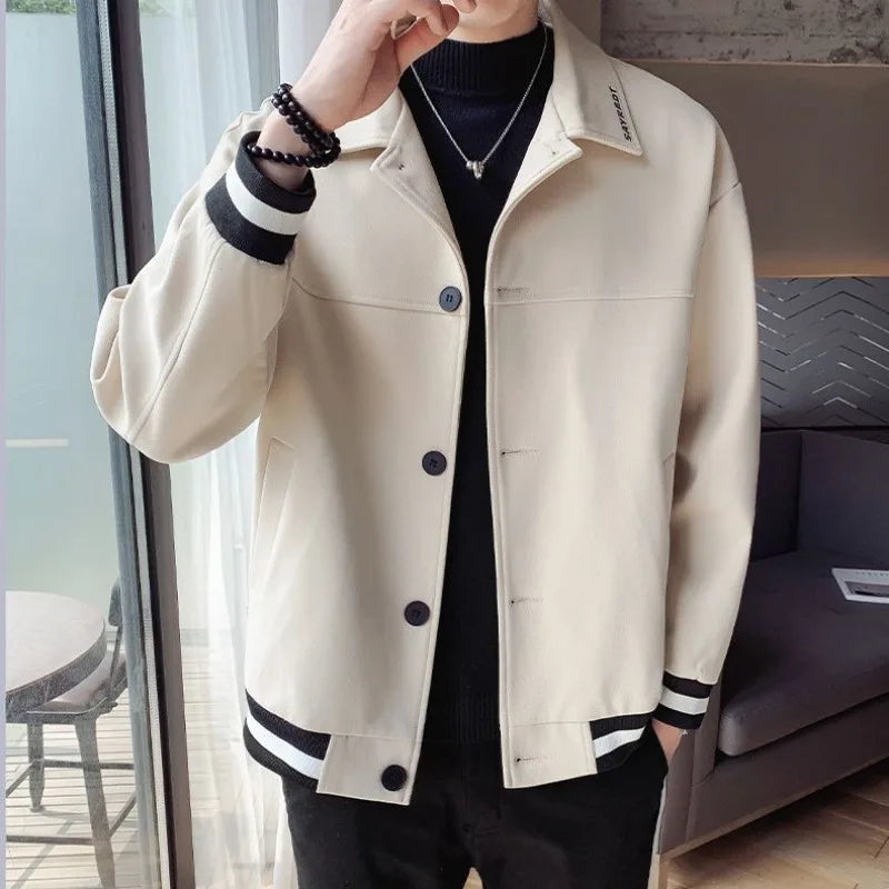 Men's Jackets Spring Autumn Short Slim Fit Male Wool & Blends Coats Cheap Clothes Offer Stylish Vintage Clothing Fashion