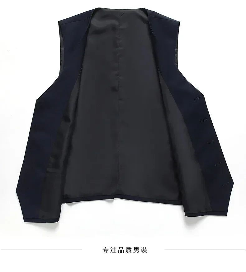 Suit (Blazer+ Vest + Pants) Men's Fashion Business Fit Wedding Professional Casual Single Breasted Gentleman Groom Dress Suit