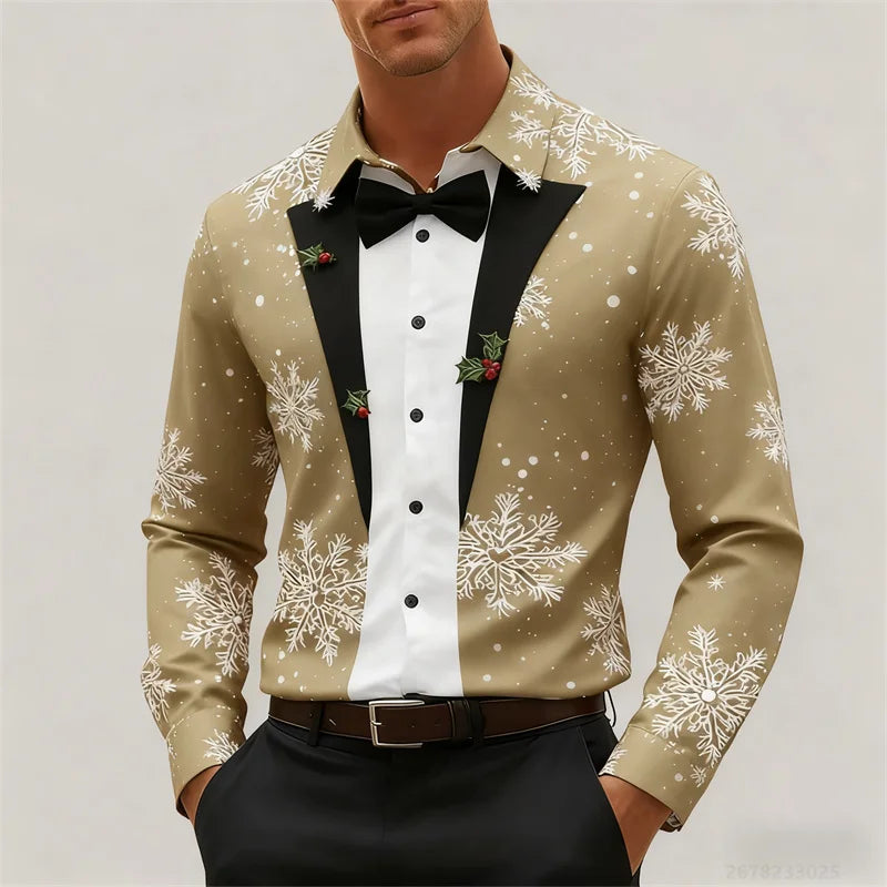 Camisa 3D de Navidad para Hombre – Festiva, Elegante y Lista para la Fiesta