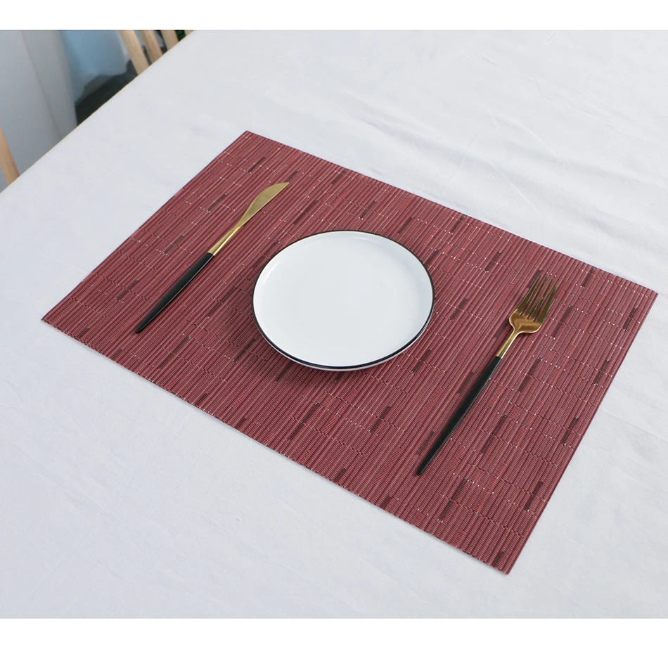 Placemats for Dining Table PVC Bamboo Pattern Table Mats Multiple Colors Non-Slip Heat Resistant Washable Easy to Clean