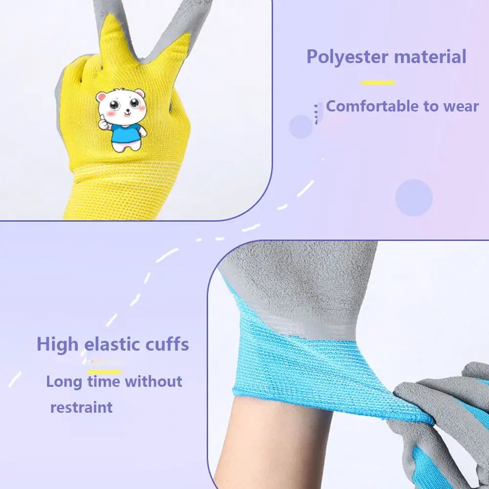 Waterproof Kid Gardening Gloves Breathable Safety Garden Work Gloves Non-Slip Animal Pattern Children Protective Glove Yard
