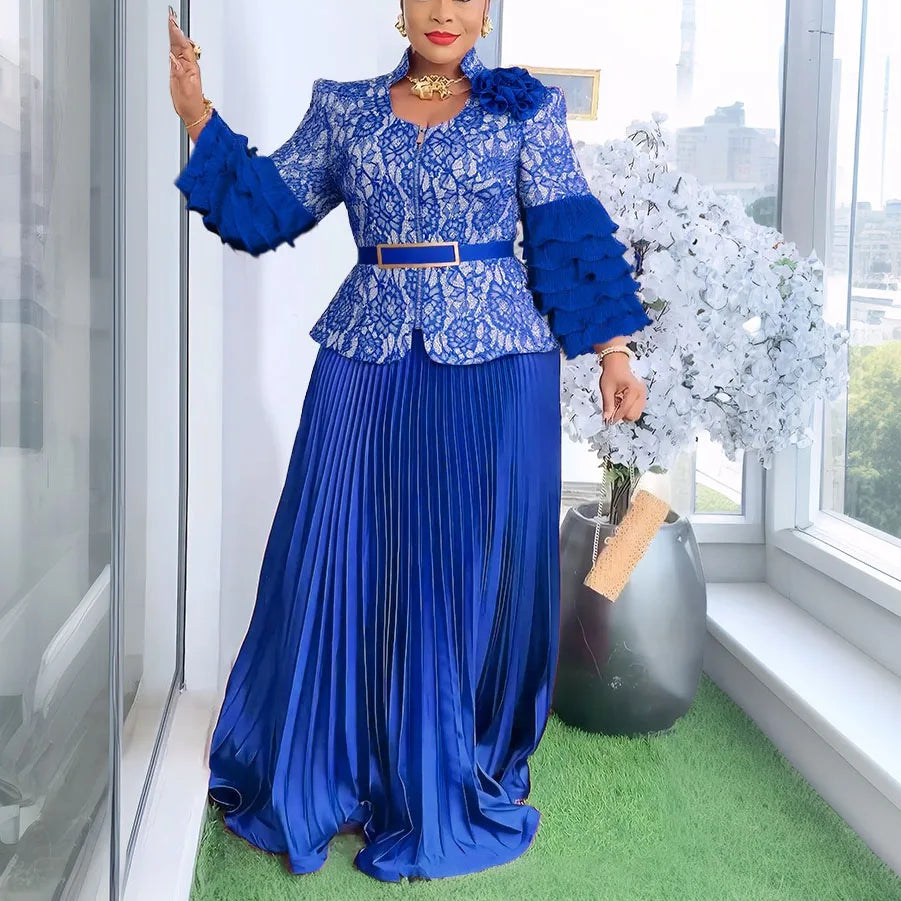 Luxury African Clothes for Women 2 PCS Sets New Tops And Skirts Suits Dashiki Ankara Turkey Outfits Gowns Wedding Wholesale