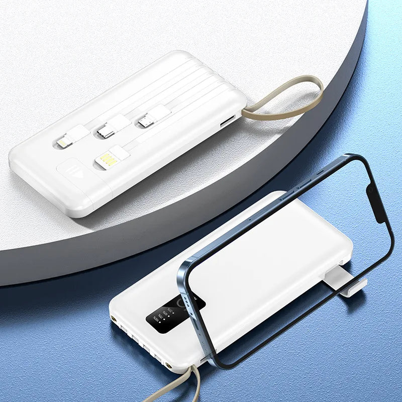 Power Bank 20000mAh Cable Integrado Cargador Portátil Batería Externa para Teléfono Móvil Carga Rápida Powerbank para iPhone 14 Xiaomi Mi