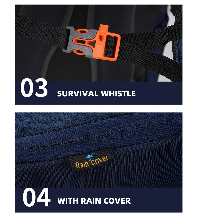 Hiking Backpack With Rain Cover Outdoor Camping Climbing Trekking Bag Large Sport Gear Organiser Daypack Travel Luggage Rucksack
