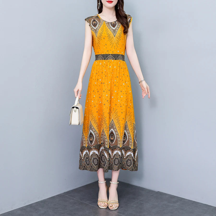 New Fashion  Summer Print Women Short Sleeve Cotton Plus Size Women Clothing Dress Ladies Large Size Vestidos dresses
