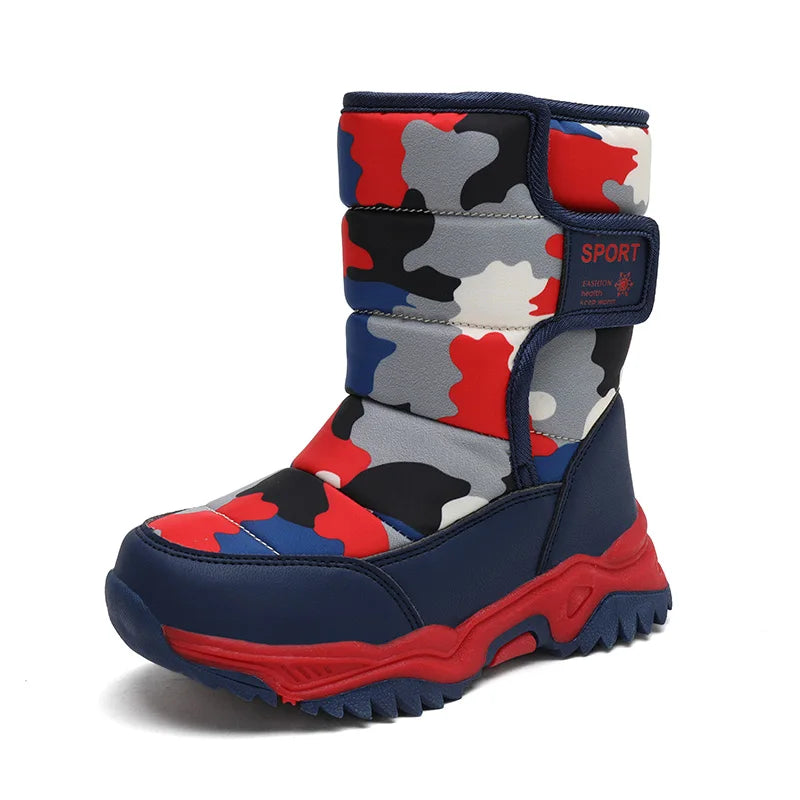 Winter Children Shoes Plush Waterproof Fabric Non-Slip Girl Shoes Rubber Sole Snow Boots Fashion Warm Outdoor Boots