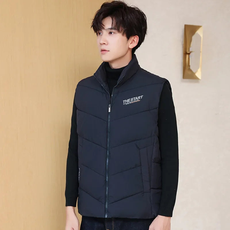 Vest Jacket Men Cotton Padded Jackets Men Clothing Autumn Winter Warm Sleeveless Jackets Men Waist Coats 2025 Hip Hop Coats