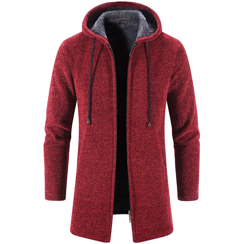New Mens Long Sleeve Hooded Sweater for Men Zipper Sweatshirts Oversize Streetwear Warm Solid Color Autumn Jacket Hoodie Men ﻿