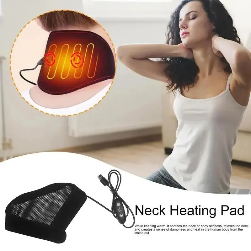 Almohadilla eléctrica de calentamiento para cuello y hombros, almohadilla térmica para cuello y hombros, 5 modos de temperatura, USB ajustable, calentamiento para cuello