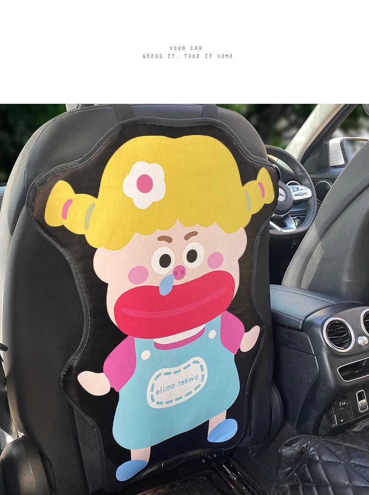 Car anti-kick pad, seat back protective pad, leather waterproof, anti-wear and wear-resistant cartoon cute car protective
