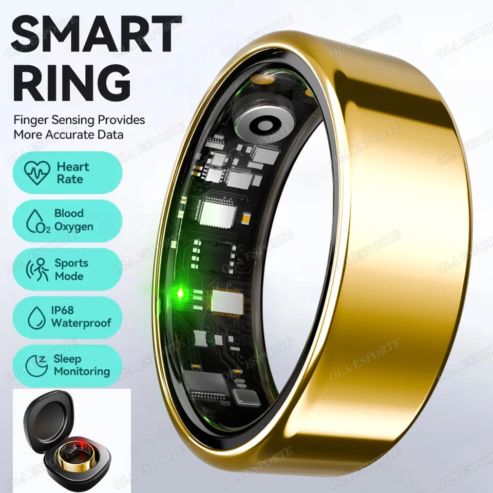 New Smart Ring Heart Rate/Health Sleep Monitor Multi Sport Modes IP68 & 10ATM Waterproof Use Time 3 Days Rings Gift For Man